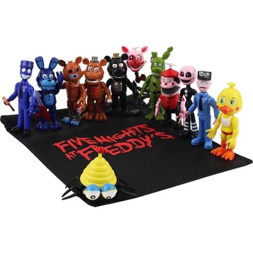 9cm 13pcs/lot PVC Action Figures with Gift Bag Anime Animals Bear Fox Rabbit Duck Chicken Dolls Toys brinqudoes Kids Gifts