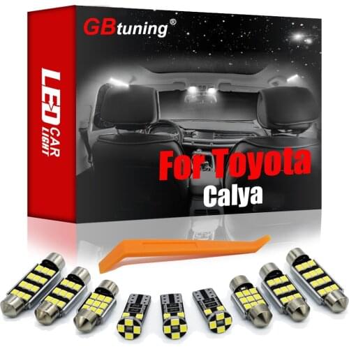 GBtuning Canbus 10PCS For Toyota Calya 2016 2017 2018 2019 2020 Car LED Interior Dome Indoor Trunk Lamp Accessories Light Kit