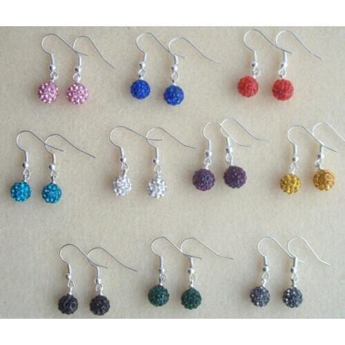 H54gle DHL EMS free +Gift 10mm 10 Mixed Color Each 100 Pair fashion hotsale Earrings Stud Jewelry
