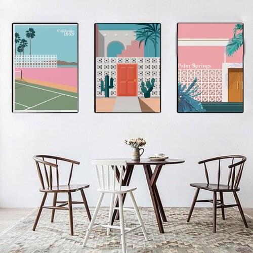 Palm Springs Retro Art Prints Exhibition Canvas Poster California Painting Wall Picture Nordic Modern Living Room Home Decor