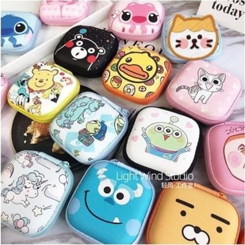 1PCS 7.5cm Mickey and Minne Winnie Exquisite Earphone storage bag cute cartoon data cable charger storage box mini zero wallet