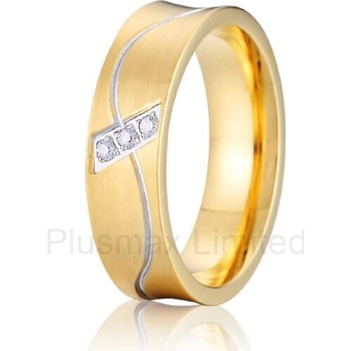 China factory unique styles prong settings cubic zirconia gold color titanium fashion jewelry rings for wedding