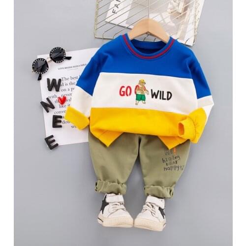 Baby Boys Clothing Sets Long Sleeve Cartoon Letter T-Shirt+Pants Autumn Spring Childrens Sports Suit Fashion 0-5years Clothes