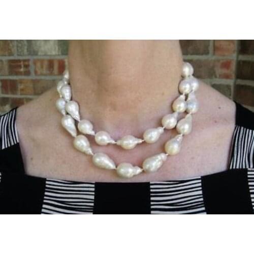 Beautiful 15-18mm natural Australian white pearl necklace 36 inch