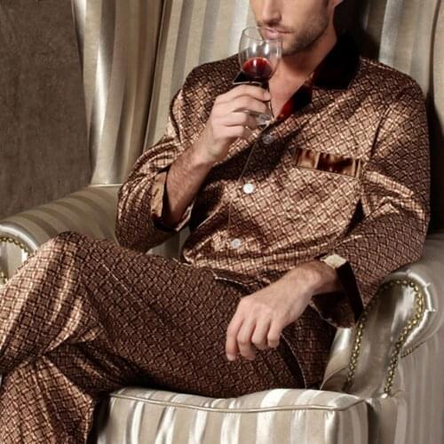 Mens Designer Pajamas for Men Nightwear Long Sleeve Sleep Tops Trousers Thin Ice Silk Pajamas Men Sleepwear Set Pijama Set