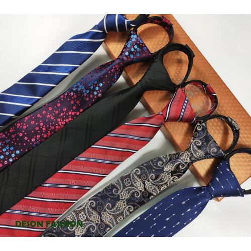 Men Skinny Zipper Ties 6CM Gravatas Slim Corbatas Woven Groom Neck Tie