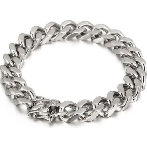 Mens Simple 316L Stainless Steel Bracelet Punk Rock Titanium Steel Four-sided Grinding Bracelet Jewelry