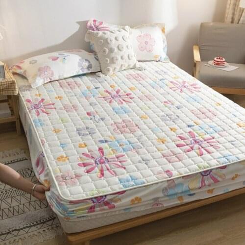 Soft Sanding Thicken Quilted Mattress Cover All-inclusive Anti-slip Anti-mite Brushed Quilting Bed Cover Not Included Pillowcase