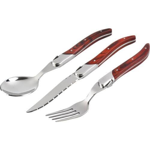 Jaswehome Laguiole Stainless Steel Cutlery Set Steak Knife Fork Spoon With Wood handle Flatware Tableware Kitchen Dinnerware Set