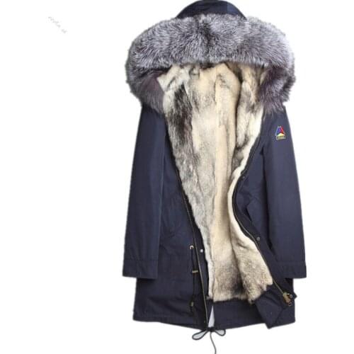 Real Fur Coat Natural Wolf Fur Liner Parka Winter Jacket Men Fox Fur Collar Warm Jacket Parkas Winterjas Heren L18-3001 Y1630