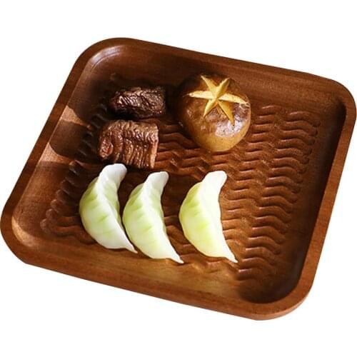 New Hot Wood Serving Plate Wood Square Serving Tray Fruit Dessert Cake Snack Candy Platter Wooden Bowls Kitchen Storage