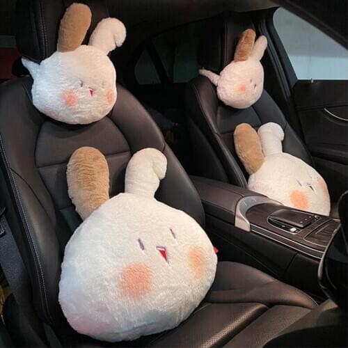 2021 New Arrival Car Lumbar Support Cushion Pillow Creative Rabbit Cute Comfortable Headrest Neck Pillow
