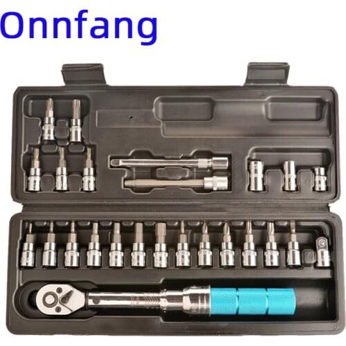 Onnfang 1/4inch 2-14NM Adjustable Torque Wrench Bicycle Repair Tools Kit Set Tool Bike Repair Spanner Hand Tool Set