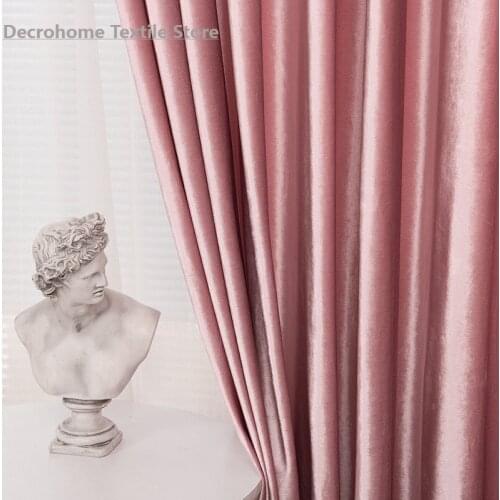 Thick Italian Velvet Solid Color Shade Simple Korean Style Curtains for Living Room Bedroom Luxury Fabrics Velvet Curtains