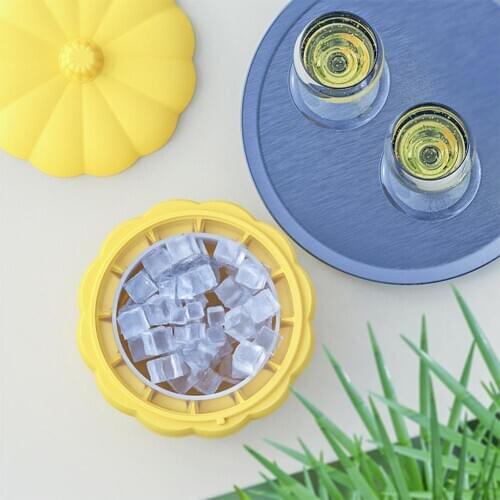 Portable 2-in-1 Summer Pumpkin Shape Silicone Outdoor Ice Cube Maker Mold Bucket Beer Cooler with Lid for Kitchen Party Barware
