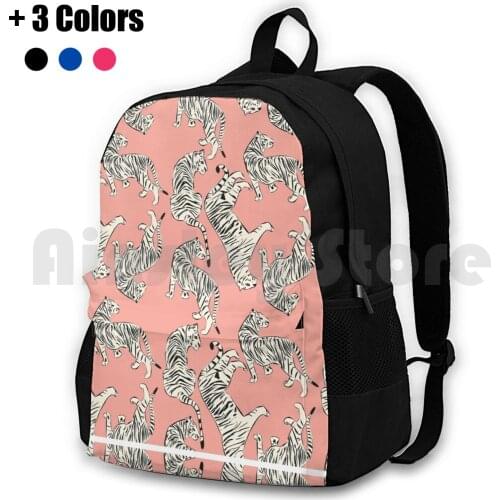 Pink Tiger Pattern 006 Outdoor Hiking Backpack Riding Climbing Sports Bag Tiger Seamless Pattern Big Cat Hand Drawn Vector