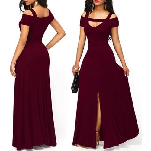 Sexy Off Shoulder Beach Summer Dress Sundresses Vintage Party Maxi Dress Robe Femme Spaghetti Straps Split Long Dresses Vestido