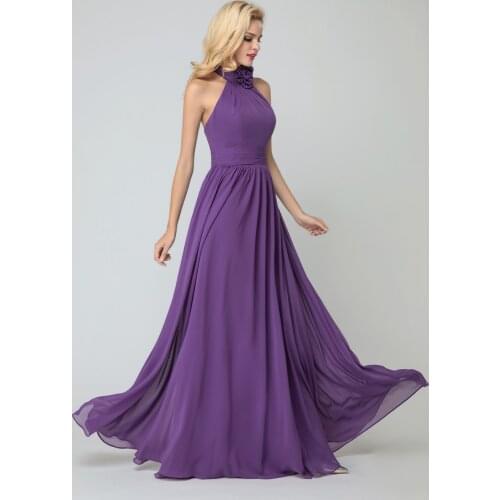 Halter Chiffon Maxi Dress of Bridesmaid