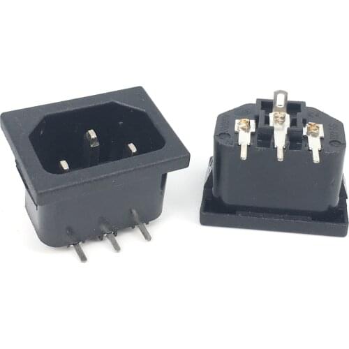1Pcs CE certification IEC 60320 C14 Male Plug Right Angle 3 Pins PCB Panel Power Inlet Socket Connector AC 250V 10A