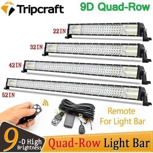Tripcraft 4Row 22“ 32” 42“ Inch Straight LED Light Bar offroad 12V quad-row light bar with Remote For Car 4WD 4x4 Truck SUV ATV