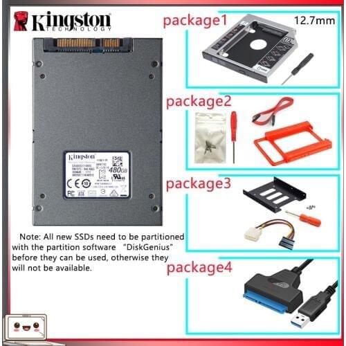 Original Kingston SSD жесткий диск 480 gb SATS 3 HDD 2.5 inch Disco Duro ssd with Hdd Caddy/Optibay or Adapter For PC Laptop