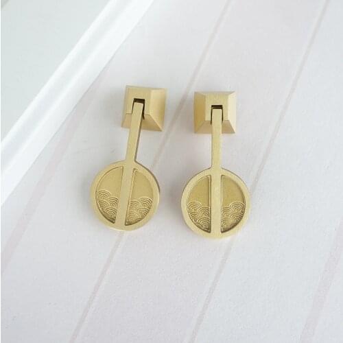 Solid Brass Cabinet Handles Gold Pulls for Drawer Dresser Wardrobe Closet Chinese Style Furniture Hardware Home Decor Handle