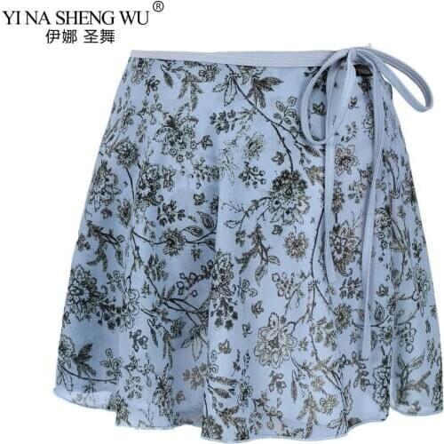 Women Ballet Dance Short Skirt High Quality Chiffon Soft Flower Practice Small Skirt Adult Floral Print Ballet Dancing Dress