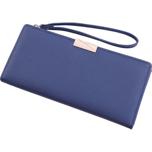 2019 New Hasp Women Long Clutch wallet PU Leather Zipper Female Purse Card Holder Two Fold Wristlet Band