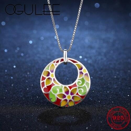 Spring Colorful Garden Flower Pendant Necklace Enamel Glaze Women 925 Sterling Silver charming fashion For Jewelry Party Enamel