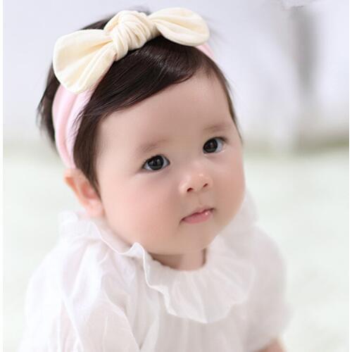 10pcs/2C Fashion Cute Patchwork Hair Bow Hairbands Kawaii Solid Bowknot Newborn Girls Adjustable Headbands Headwear Accessories
