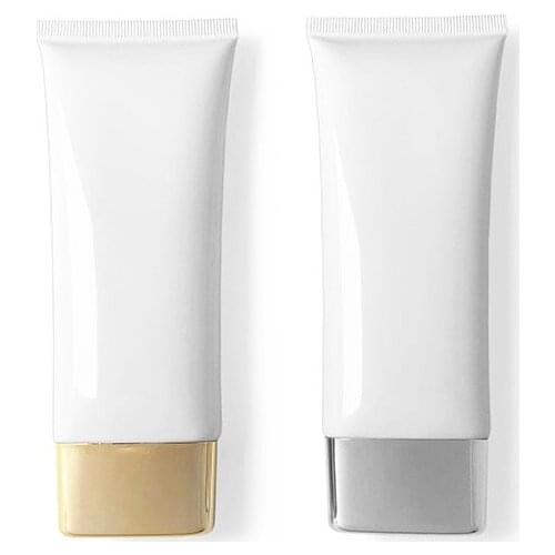 100ML Empty Portable Cosmetic Tube Squeeze Facial Cream Container Bright White Flat Refillable Lotion Travel Squeeze Bottle