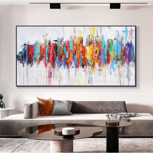 100% Handmade Colorful Abstract Oil Painting On Canvas Mixed-Colors Decorative Wall Art Painting For Bedroom