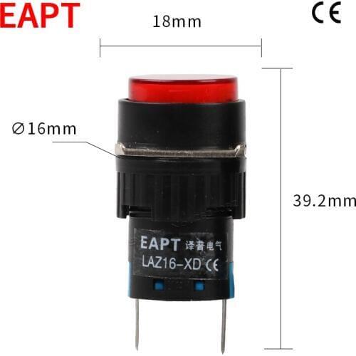 16mm LED indicator light round illuminated signal lamp 2 pins 6V 12V 24V 220V red yellow green blue white pilot light