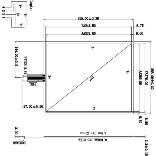 17inch Resistive Touch Screen Panel 288x355mm 4Wire USB Kit For 17" Monitor