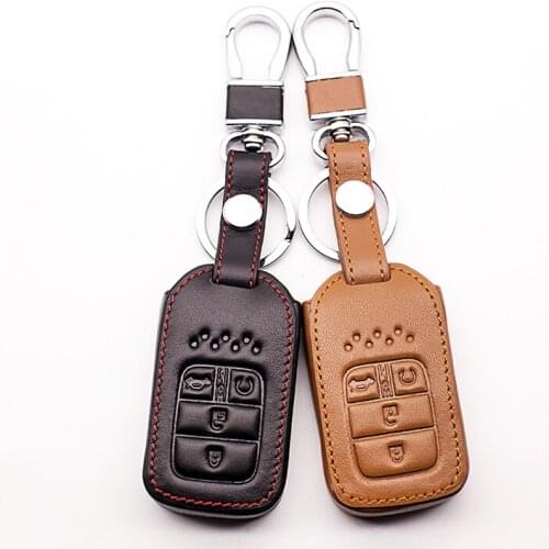 2016 Praise Leather Car Key Case Fob Hood Fit For 2015 2016 2017 Honda Civic Crv Crad V Accord Pilot Shell Protector 4 Buttons