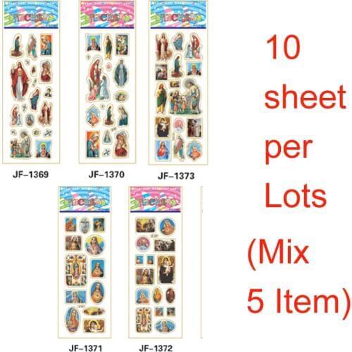 SAILEROAD 3D Jesus Godness The Virgin Mary Kids Paintings Pattern PVC Sticker Adhesive Nail Art Stickers Decorations DIY Sticker