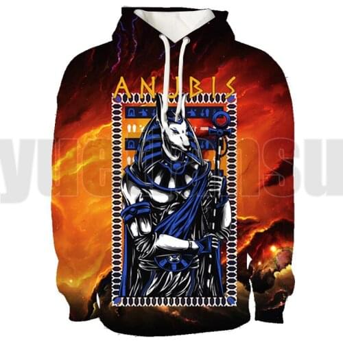 3D Print Horus Egyptian Pharaoh Anubis Ancient Egypt Hoodie Men Streetwear Anime Oversized Pullover Symbol Tattoo Sweatshirt