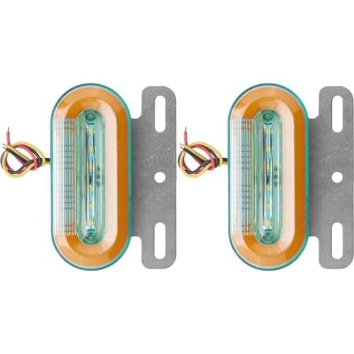 4PCS 24V 12LED Yellow Light Guide Floor Lamp Tail Light Side Marker Light for Car Truck Trailer