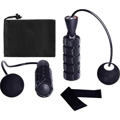 4Pcs Skipping Rope Cordless Rubber Ball Gradient Black Grey B Bearing Strength Training Resistance Ring Jump Rope for Gym