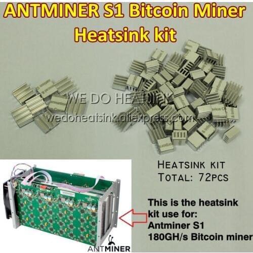 Bitcoin Miner Antminer ASIC BTC 180GH/s Rig DIY Aluminum Heatsink Cooler Cooling kit(72pcs)