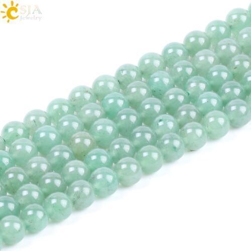 CSJA Natural Green Aventurine Stone Loose Bead 4 6 8 10mm Different Size Round Crystal Quartz Beaded for DIY Jewelry Making F224