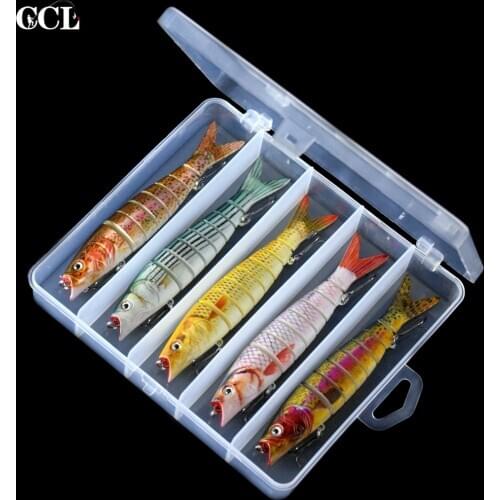 CCLTBA 5pcs/lot Wobble Lure 8 Segments Jointed Swimbait Minnow Fishing Sink Artificial Bait Fishing Lures CC22