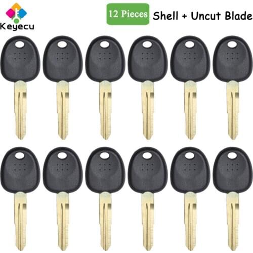 KEYECU 12PCS/Lot Transponder Chip Key Case Shell - Left/ Right Blade - FOB for HYUNDAI Coupe Tucson Elantra Accent Santa Fe i10