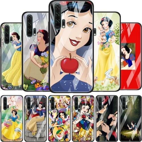 Tempered Glass Cover Princess Snow White For Honor 30 20 10 9X 8X Lite Pro Plus Silicone Phone Case Coque Shell