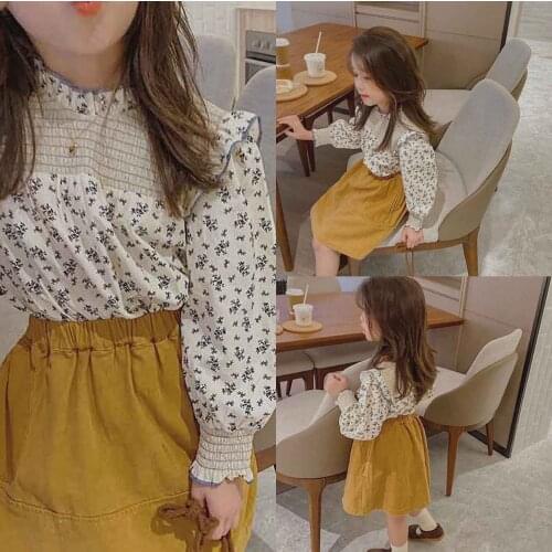 Girls Babys Kids Blouse Jacket Outwear 2021 Elegant Spring Autumn Top Cardigan Ruffles Rural Cotton Princess Childrens Clothin