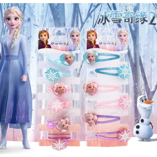 Disney new ice and snow 2 childrens hairpin 6 pack Disney girl hair accessories Princess headdress baby hair rope elastic