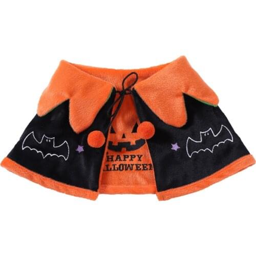Halloween Double-sided Cosplay Pet Cat Dog Costume Dress up Cloak Pumpkin Hat Decorations Holiday Cute Pet Cloak
