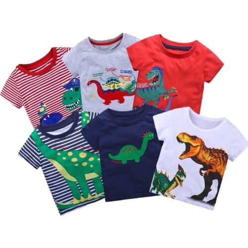 Summer Boy Short Sleeve T-Shirt European and American Style Children cartoon cotton tops 2-6y kids dinosaur outwear sportsuit