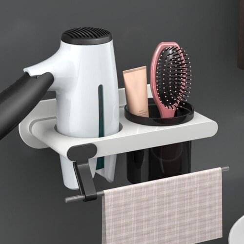 Home Bathroom Wall-mounted Hair Dryer Holder Shelf Storage Stand Organizer Rack Hair Comb Rack Stand Bathroom Supplies