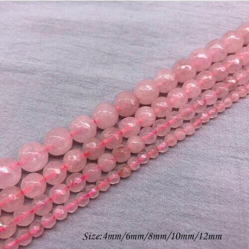 Natural Stone Irregular Pink Crystal Quartz Round Loose Charm BeadsFitMulti-purpose Jewelry Making 4 6 8 10 12 MMPick Size J28